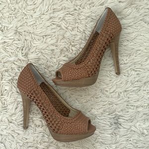 Never worn INC open-toed, woven pumps